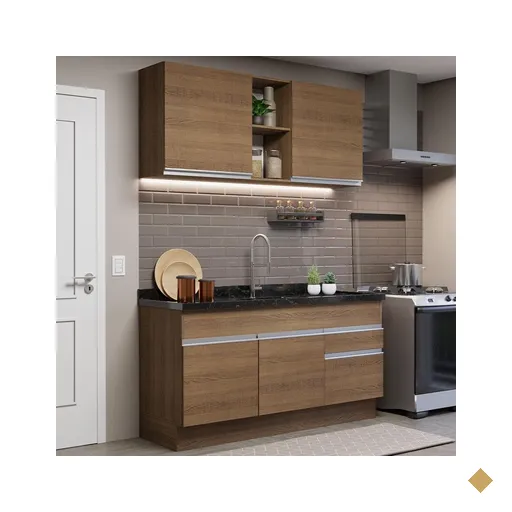 Cozinha Compacta Madesa Glamy 150002 com Armário e Balcão (Sem Tampo e Pia) -…