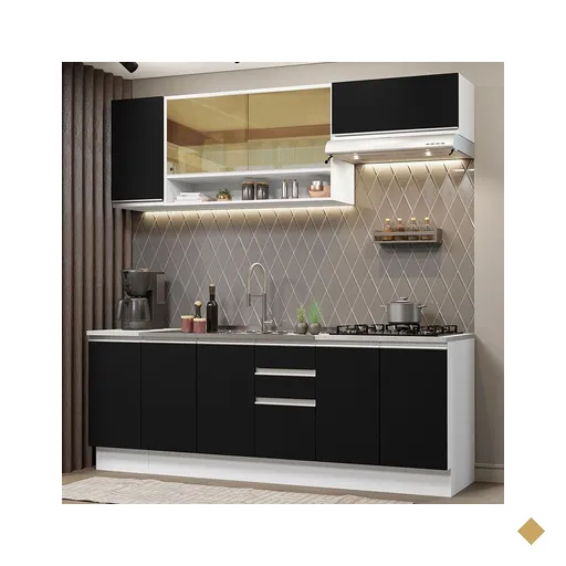 Cozinha Completa Madesa Glamy 240003 com Armário e Balcão (Sem Tampo e Pia) -…