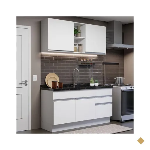 Cozinha Compacta Madesa Glamy 150002 com Armário e Balcão (Sem Tampo e Pia) -…