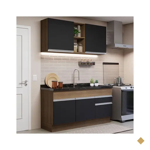 Cozinha Compacta Madesa Glamy 150002 com Armário e Balcão (Sem Tampo e Pia) -…