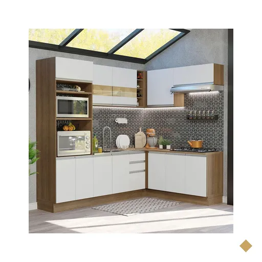 Cozinha Completa de Canto Madesa Glamy 419001 com Armário e Balcão (Sem Tampo…