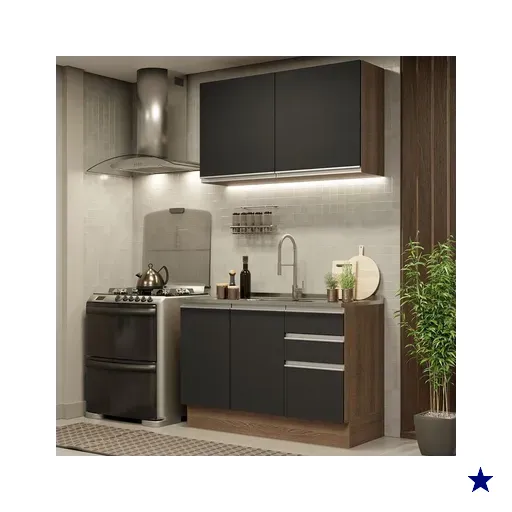 Cozinha Compacta Madesa Glamy 120003 com Armário e Balcão (Sem Tampo e Pia) -…