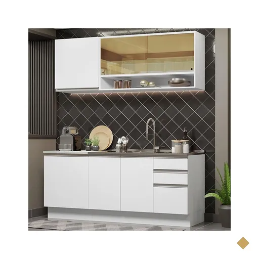 Cozinha Completa Madesa Glamy 180006 com Armário e Balcão (Sem Tampo e Pia) -…