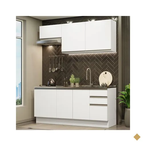 Cozinha Completa Madesa Glamy 180007 com Armário e Balcão (Sem Tampo e Pia) -…