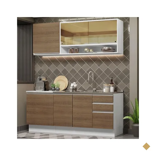 Cozinha Completa Madesa Glamy 180006 com Armário e Balcão (Sem Tampo e Pia) -…
