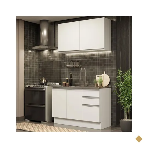 Cozinha Compacta Madesa Glamy 120003 com Armário e Balcão (Sem Tampo e Pia) -…
