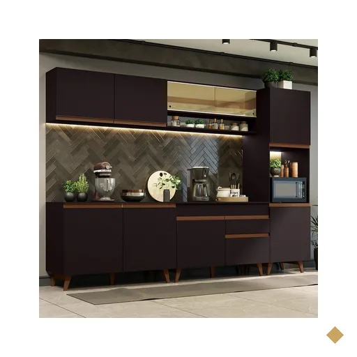 Cozinha Completa Madesa Reims 300002 com Armário e Balcão - Preto