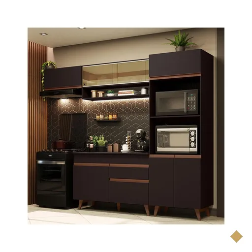 Cozinha Completa Madesa Reims 260007 com Armário e Balcão - Preto