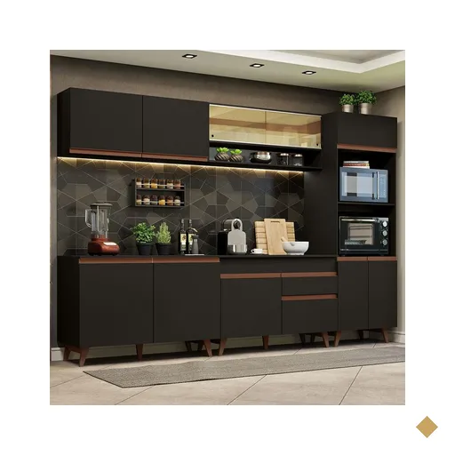 Cozinha Completa Madesa Reims 310002 com Armário e Balcão - Preto