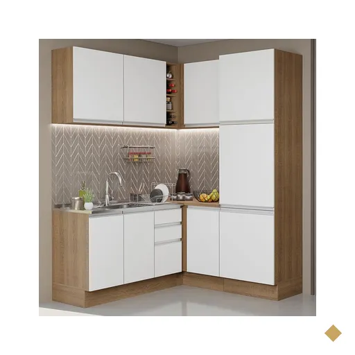 Cozinha Completa de Canto Madesa Glamy 329001 com Armário e Balcão (Sem Tampo…