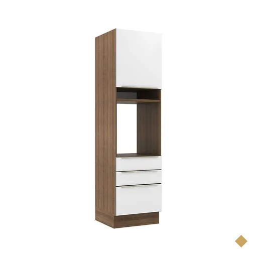 Torre Quente Madesa Lux 60 cm 1 Porta 3 Gavetas - Rustic/Branco Veludo