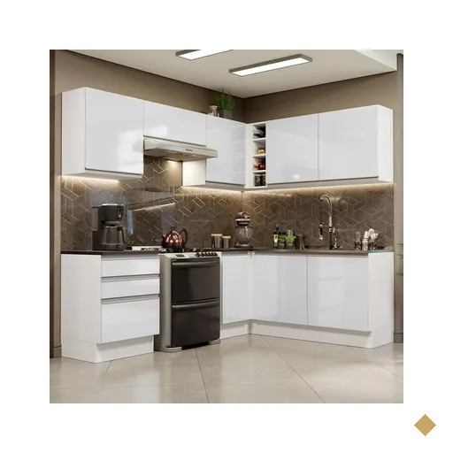 Cozinha Completa de Canto 100% MDF Madesa Acordes 409001 Armário e Balcão -…