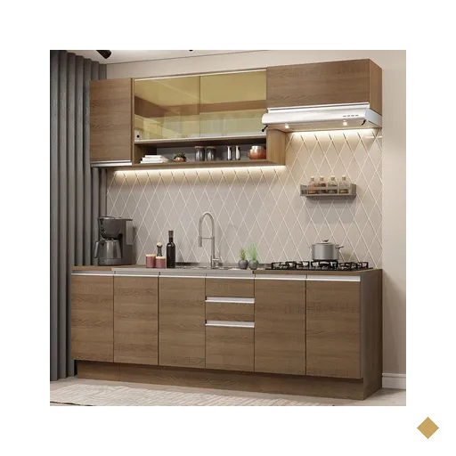 Cozinha Completa Madesa Glamy 240003 com Armário e Balcão (Sem Tampo e Pia) -…