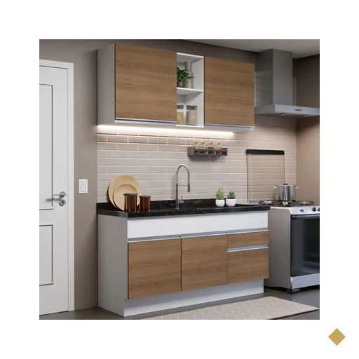 Cozinha Compacta Madesa Glamy 150002 com Armário e Balcão (Sem Tampo e Pia) -…