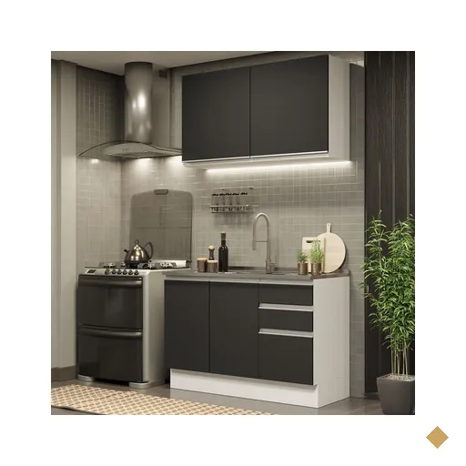 Cozinha Compacta Madesa Glamy 120003 com Armário e Balcão (Sem Tampo e Pia) -…
