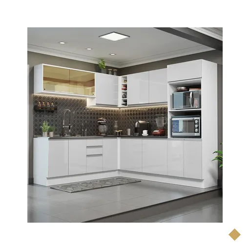 Cozinha Completa de Canto 100% MDF Madesa Acordes 459001 Armário e Balcão -…