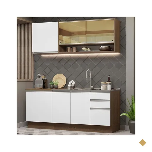 Cozinha Completa Madesa Glamy 180006 com Armário e Balcão (Sem Tampo e Pia) -…