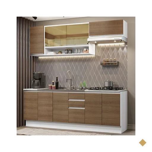 Cozinha Completa Madesa Glamy 240003 com Armário e Balcão (Sem Tampo e Pia) -…