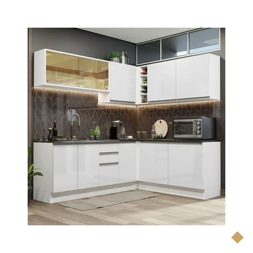 Cozinha Completa de Canto 100% MDF Madesa Acordes 389002 Armário e Balcão -…