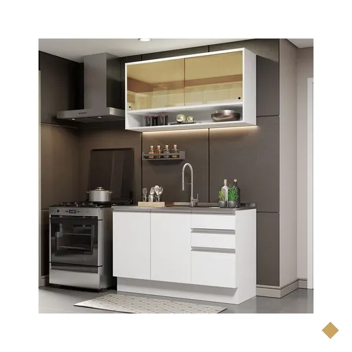 Cozinha Compacta Madesa Glamy 120002 com Armário e Balcão (Sem Tampo e Pia) -…