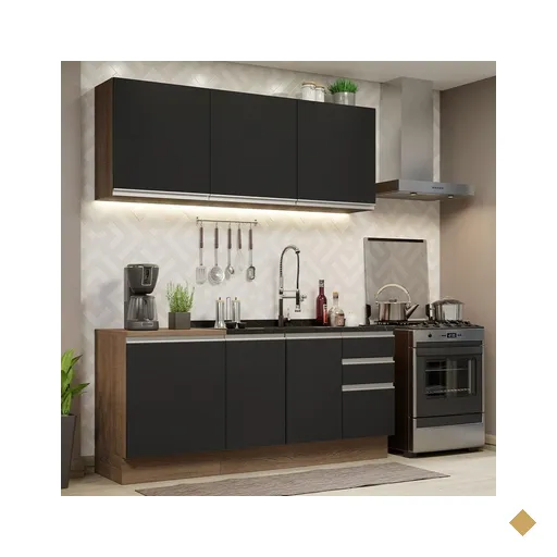 Cozinha Completa Madesa Glamy 180005 com Armário e Balcão (Sem Tampo e Pia) -…