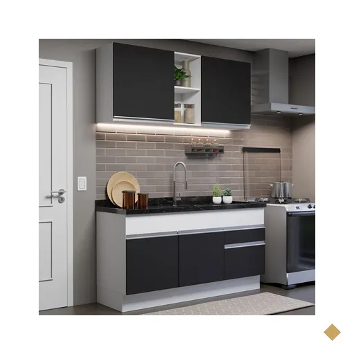Cozinha Compacta Madesa Glamy 150002 com Armário e Balcão (Sem Tampo e Pia) -…
