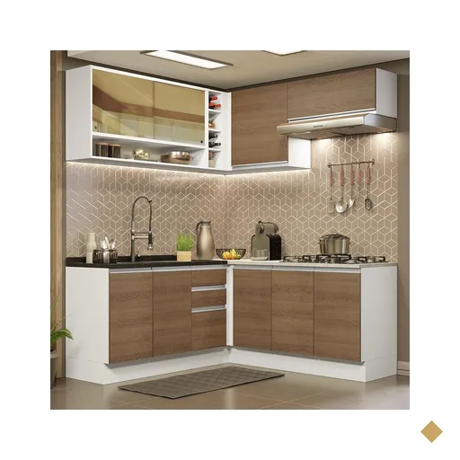 Cozinha Completa de Canto Madesa Glamy 349002 com Armário e Balcão (Sem Tampo…
