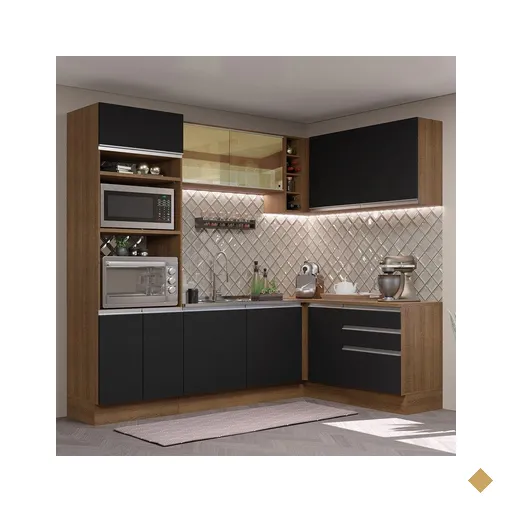 Cozinha Completa de Canto Madesa Glamy 399002 com Armário e Balcão (Sem Tampo…