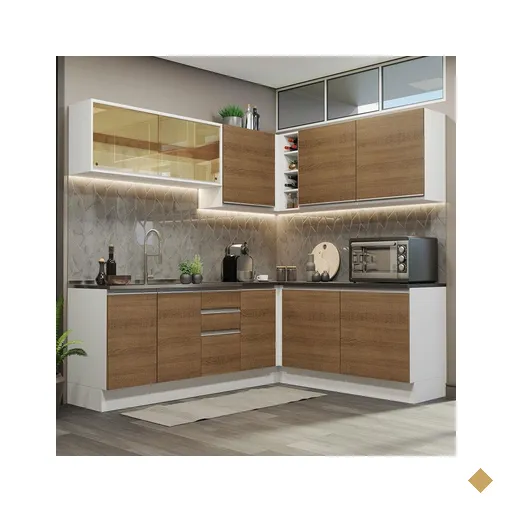 Cozinha Completa de Canto 100% MDF Madesa Acordes 389002 com Armário e Balcão…