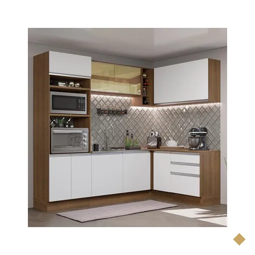 Cozinha Completa de Canto Madesa Glamy 399002 com Armário e Balcão (Sem Tampo…