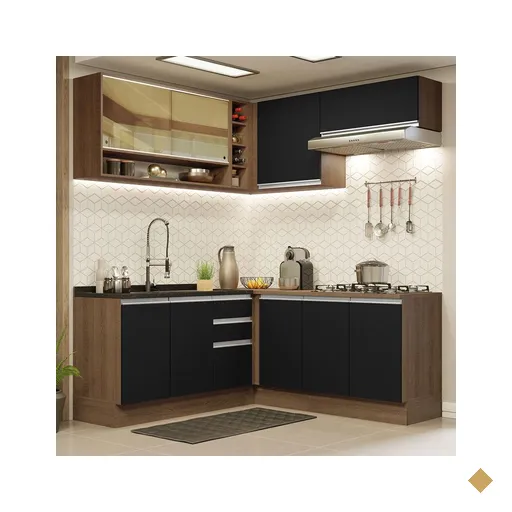 Cozinha Completa de Canto Madesa Glamy 349002 com Armário e Balcão (Sem Tampo…