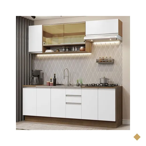 Cozinha Completa Madesa Glamy 240003 com Armário e Balcão (Sem Tampo e Pia) -…