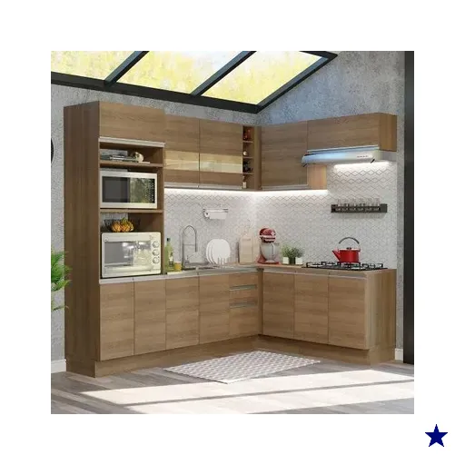 Cozinha Completa de Canto Madesa Glamy 419001 com Armário e Balcão (Sem Tampo…