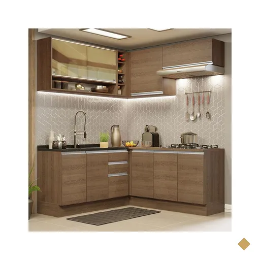 Cozinha Completa de Canto Madesa Glamy 349002 com Armário e Balcão (Sem Tampo…