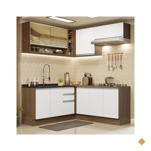 Cozinha Completa de Canto Madesa Glamy 349002 com Armário e Balcão (Sem Tampo…