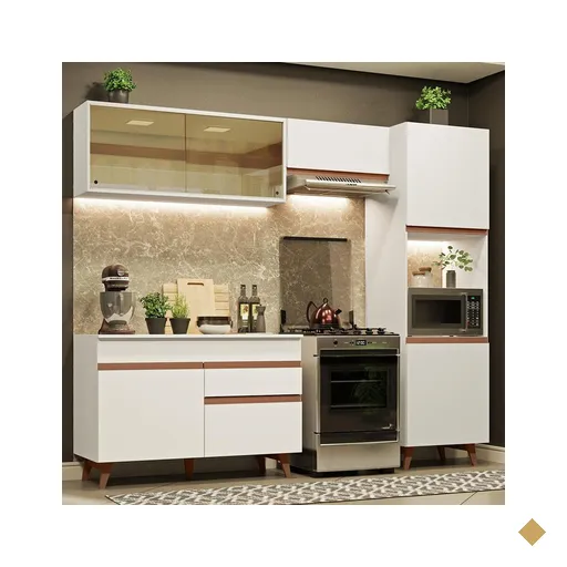 Cozinha Completa Madesa Reims XA250003 com Armário e Balcão - Branco