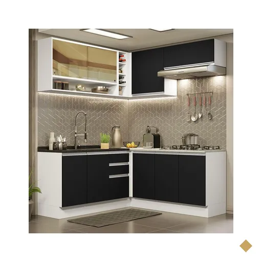 Cozinha Completa de Canto Madesa Glamy 349002 com Armário e Balcão (Sem Tampo…