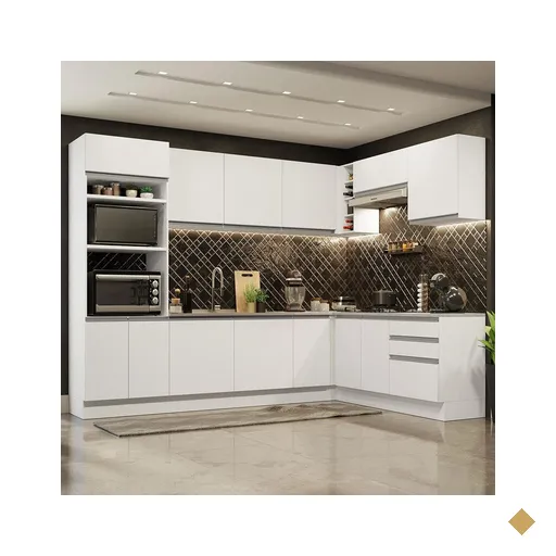Cozinha Completa de Canto Madesa Glamy 479001 com Armário e Balcão (Sem Tampo…