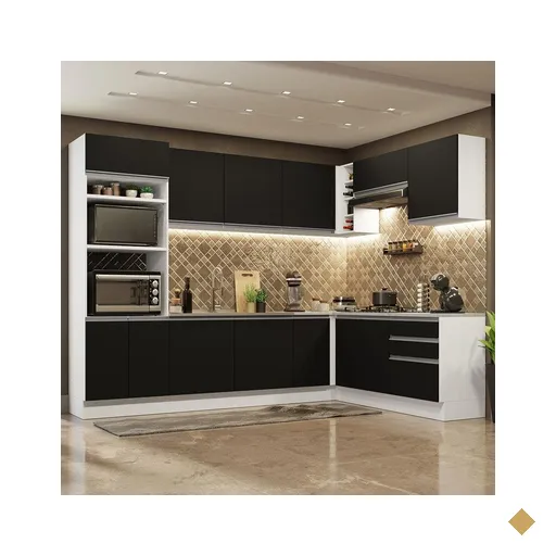 Cozinha Completa de Canto Madesa Glamy 479001 com Armário e Balcão (Sem Tampo…