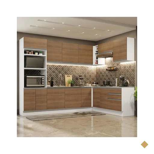 Cozinha Completa de Canto Madesa Glamy 479001 com Armário e Balcão (Sem Tampo…