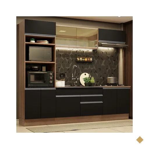 Cozinha Completa Madesa Glamy 270010 com Armário e Balcão (Sem Tampo e Pia) -…