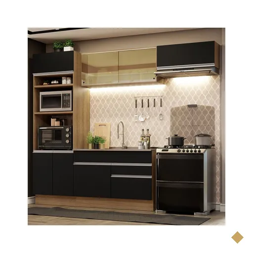 Cozinha Completa Madesa Glamy 270011 com Armário e Balcão (Sem Tampo e Pia) -…