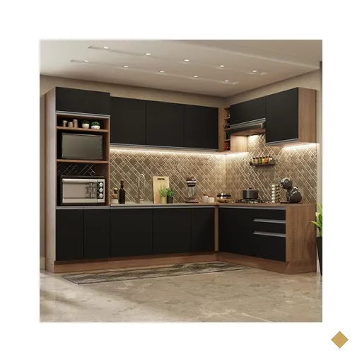 Cozinha Completa de Canto Madesa Glamy 479001 com Armário e Balcão (Sem Tampo…