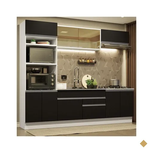 Cozinha Completa Madesa Glamy 270010 com Armário e Balcão (Sem Tampo e Pia) -…