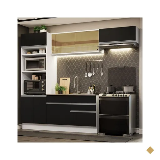 Cozinha Completa Madesa Glamy 270011 com Armário e Balcão (Sem Tampo e Pia) -…