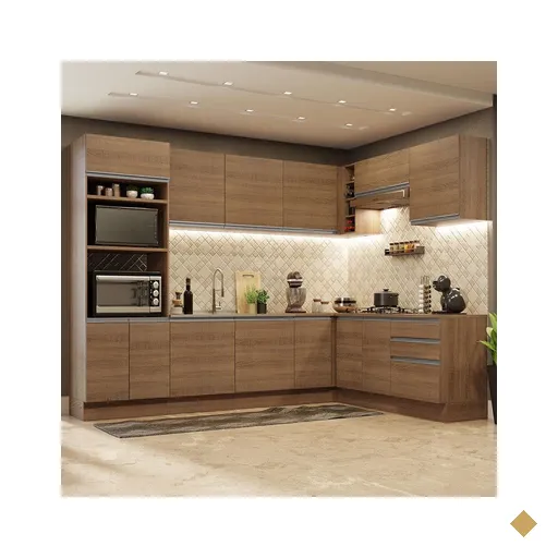 Cozinha Completa de Canto Madesa Glamy 479001 com Armário e Balcão (Sem Tampo…