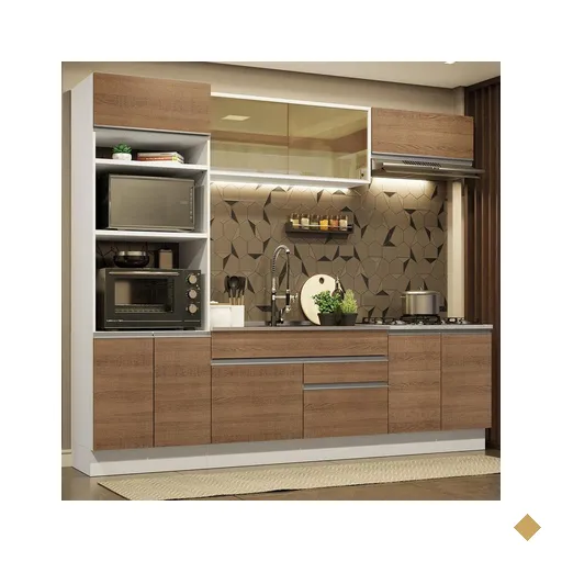 Cozinha Completa Madesa Glamy 270010 com Armário e Balcão (Sem Tampo e Pia) -…