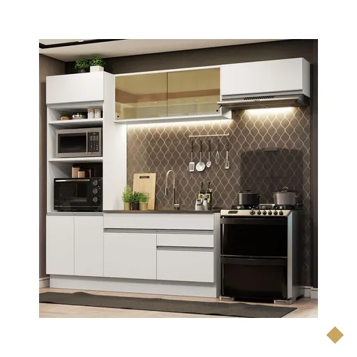 Cozinha Completa Madesa Glamy 270011 com Armário e Balcão (Sem Tampo e Pia) -…