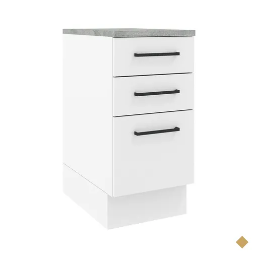 Balcão Armário de Cozinha 40 cm 3 Gavetas Branco Agata Madesa