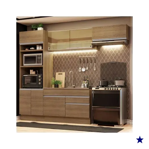 Cozinha Completa Madesa Glamy 270011 com Armário e Balcão (Sem Tampo e Pia) -…